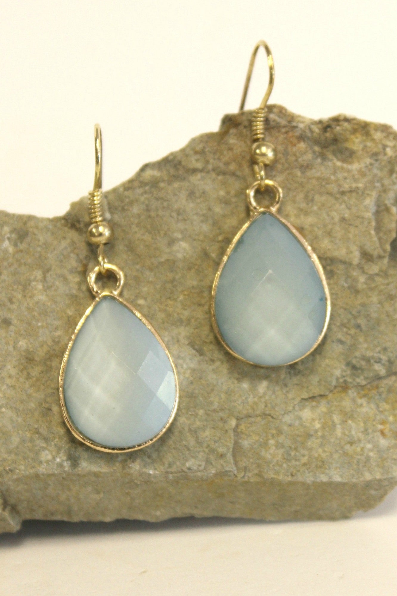 Faceted Teardrop Earrings, Periwinkle