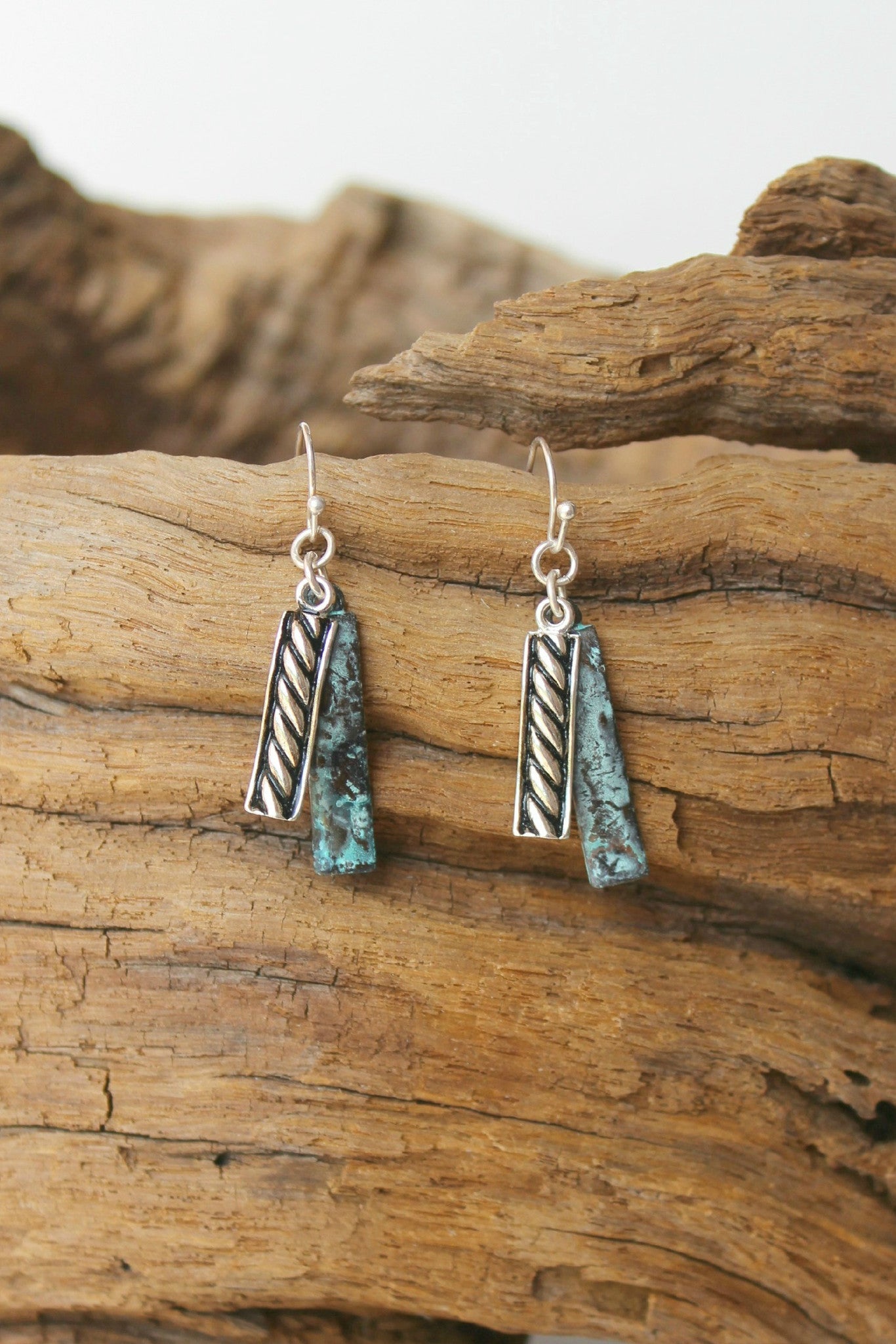 Metal Bar Earrings, Turquoise