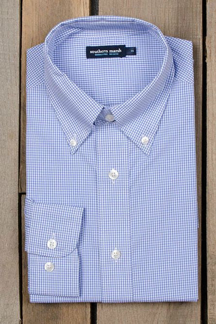 Southern Marsh: Gadwall Gingham Dress Shirt, Royal - Elise