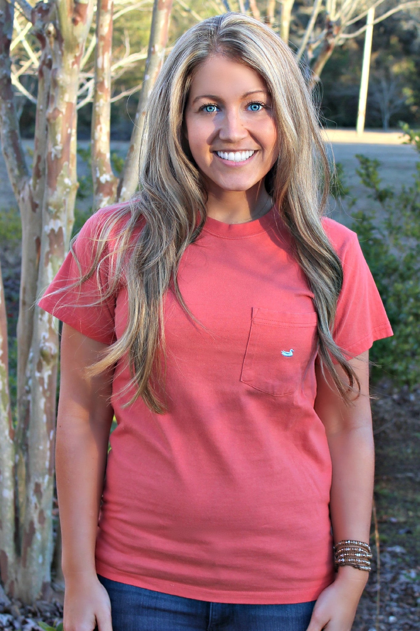 Southern Marsh: Embroidered Pocket Tee, Burnt Sienna