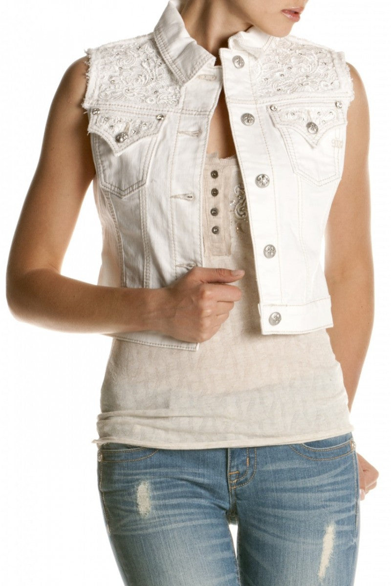 Miss Me: Mallorie Vest, White